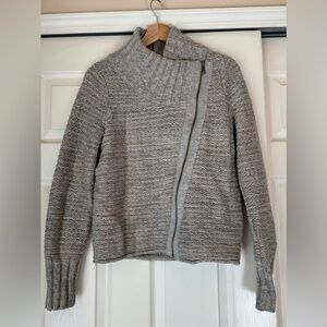 Athleta Gray Asymmetrical Zip Knit Sweater - Size M